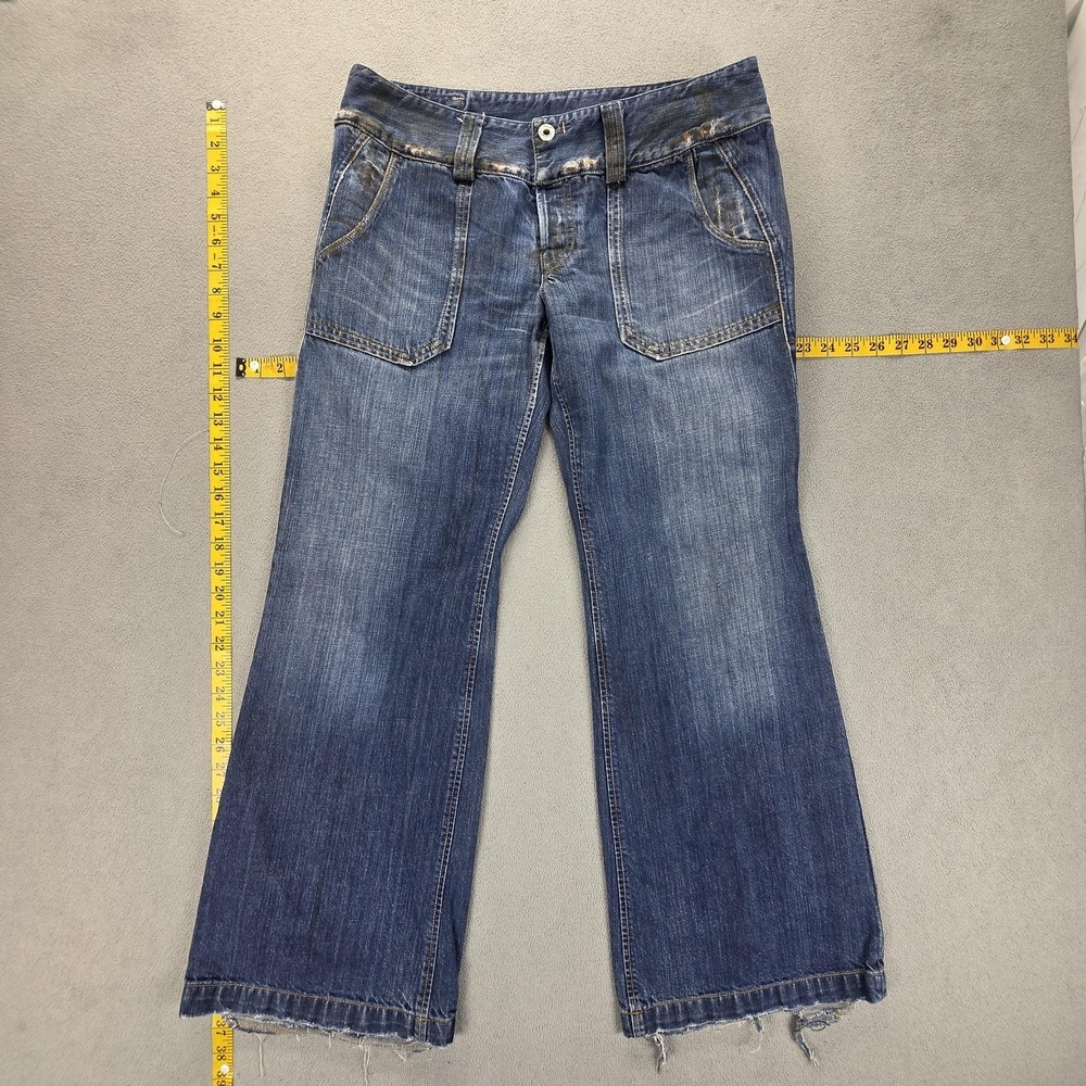 Diesel Jeans Womens 30x30 Blue Hipper Bootcut Flare Wide Leg Distressed 0082H